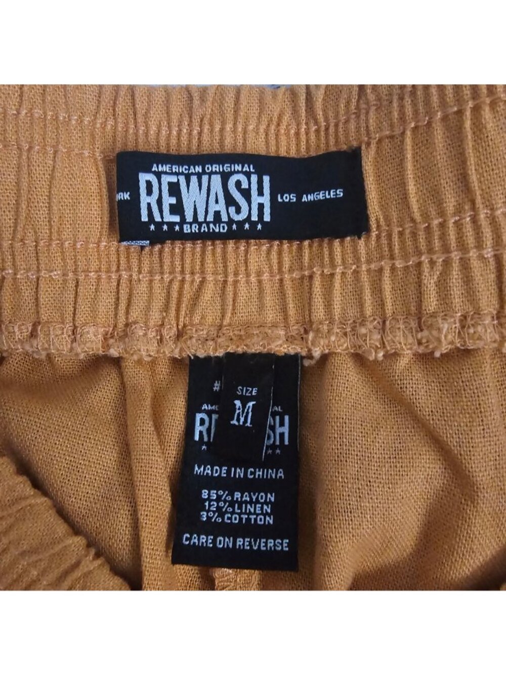 Rewash Brand Mustard Yellow Rayon-Linen Tiered Wide Leg Pants Size Medium, NWT - Picture 5 of 12